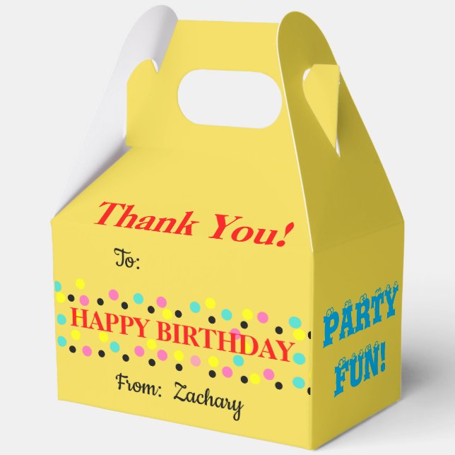 Polka Dots Birthday Balloons Thank You Favour Box (Back)