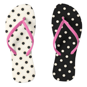Polka Dots Black & Antique White Parti-Coloured Jandals