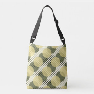 Polka dots black green on cream crossbody bag