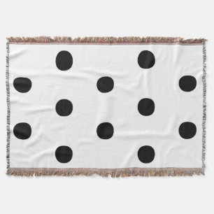 Polka dots Black white big bold elegant pattern Throw Blanket