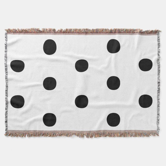 Polka dots Black white big bold elegant pattern Throw Blanket (Front)