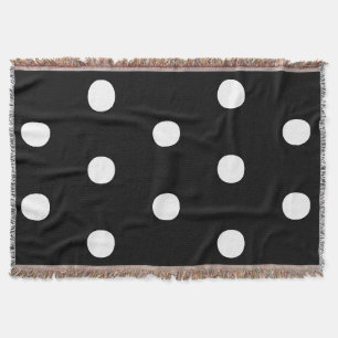 Polka dots Black white big bold elegant pattern Throw Blanket