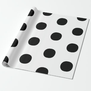 Polka dots Black white big bold elegant pattern  Wrapping Paper