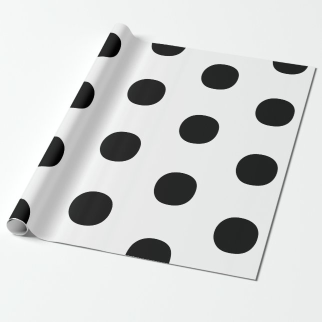 Polka dots Black white big bold elegant pattern  Wrapping Paper (Unrolled)