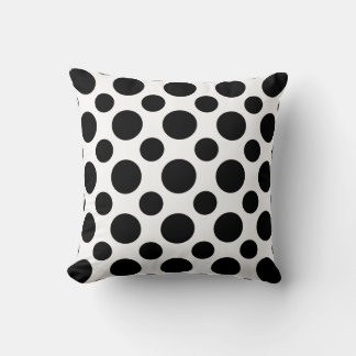 Polka dots black white modern art design on cushion