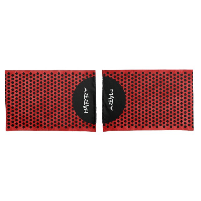 Polka Dots black + your backgr. & Ideas Pillowcase (Front-Set)