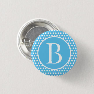 Polka Dots Blue Custom initial letter 3 Cm Round Badge
