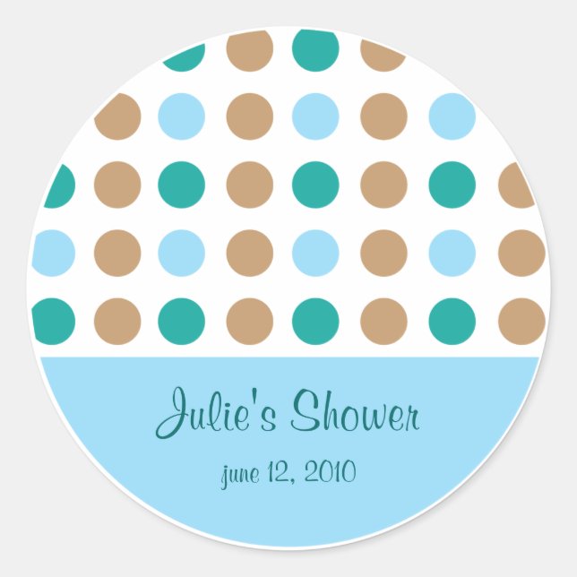 Polka Dots Blue Favour Bag Label Sticker (Front)