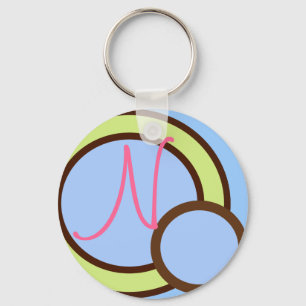 Polka Dots - Blue - Monogram Keychain