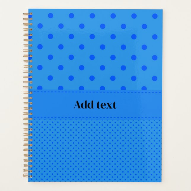 Polka Dots, Blue on Blue, Template, Planner (Front)