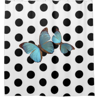Polka Dots & Butterflies Shower Curtain