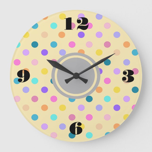Polka dots confetti colours acrylic wall clock (Front)