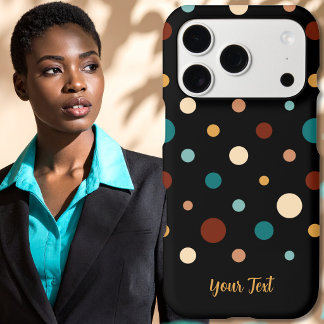 Polka Dots - Cool Colours on Black Phone Case