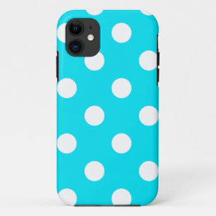 Polka dots cyan hex code 00E3F4 iPhone 11 Case