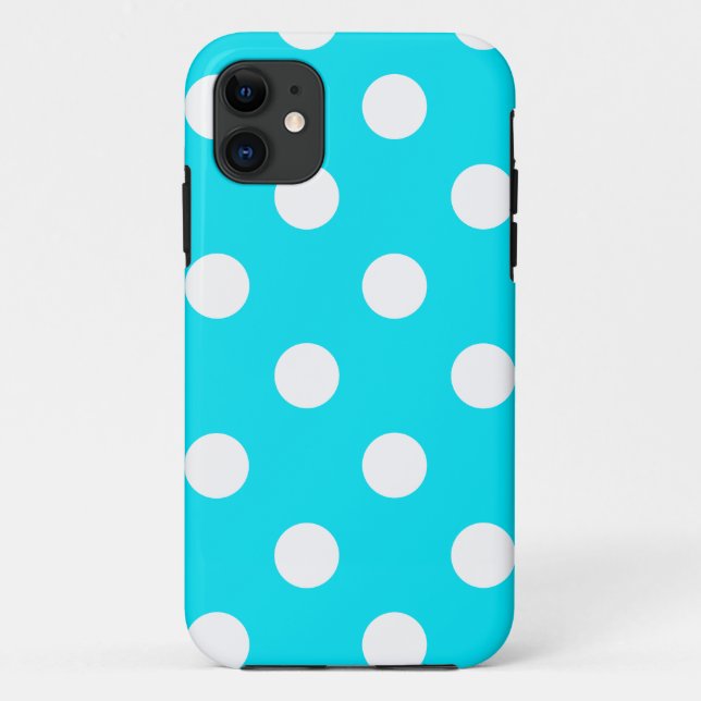 Polka dots cyan hex code 00E3F4 Case-Mate iPhone Case (Back)