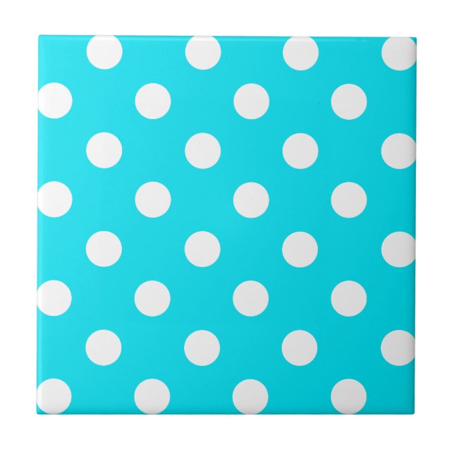 Polka dots cyan hex code 00E3F4 Tile (Front)