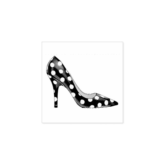 Polka Dots Fashion Stiletto Shoes Rubber Stamp (Imprint)
