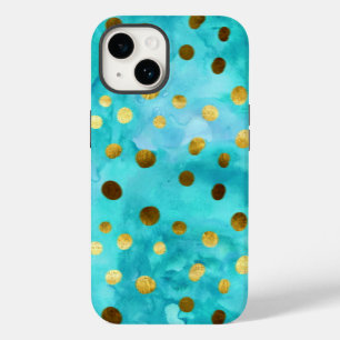 Polka Dots Faux Gold And Turquoise Watercolor Case