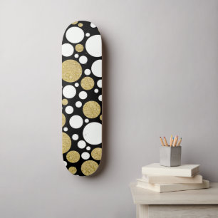 Polka Dots Gold Pattern Skateboard
