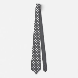Polka dots grey and white tie