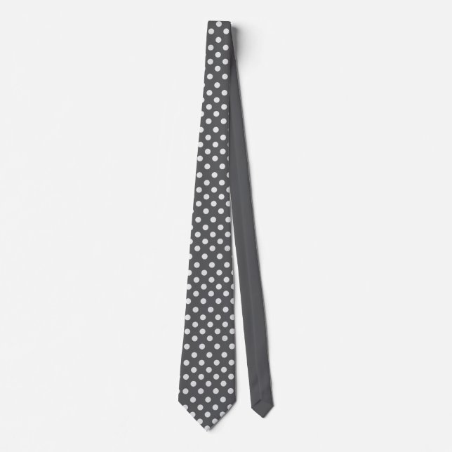 Polka dots grey and white tie (Front)