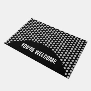 Polka Dots Grid black + your backgr. & ideas Doormat