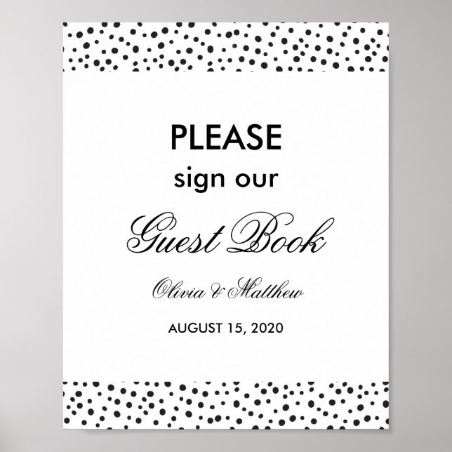 Polka dots. Guest book wedding sign (Front)