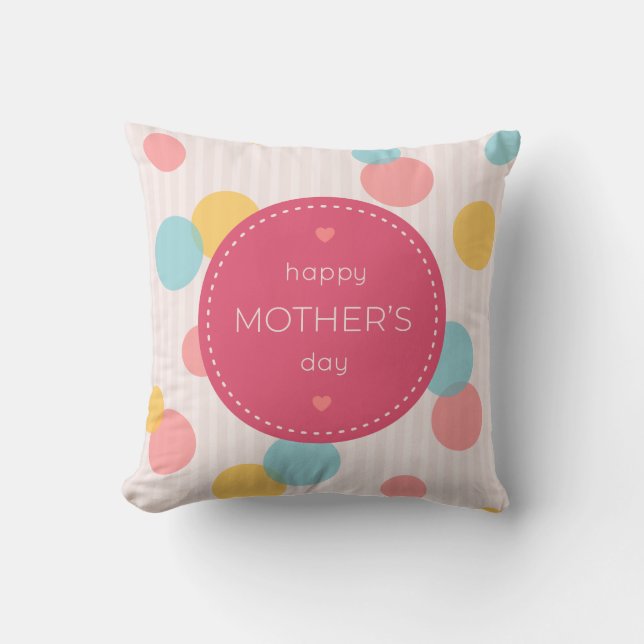 Polka Dots Happy Mother's Day | Throw Pillow (Front)