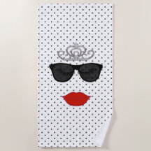 Polka Dots I Wanna Wear My Tiara Party Beach Towel