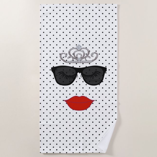 Polka Dots I Wanna Wear My Tiara Party Beach Towel (Front)
