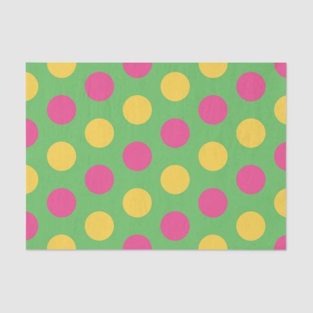 Polka Dots in Lime Green Hot Pink and Yellow Tissue Paper (Front)