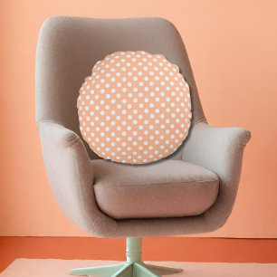 polka dots in Peach  Fuzz Round Cushion