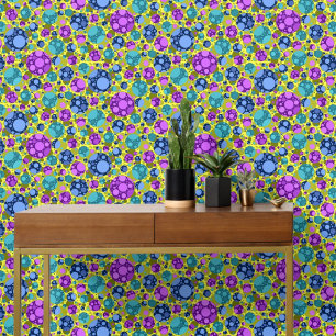 Polka Dots in Pink Blue Teal Stick and Peel Wallpaper