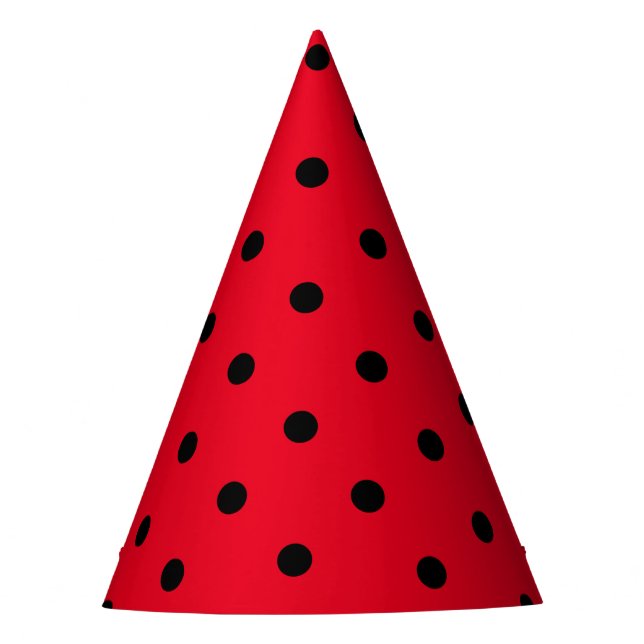 Polka Dots in Red and Black Party Hat (Front)