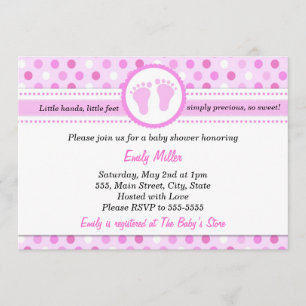 Polka Dots Invitation Baby Girl Shower Pink