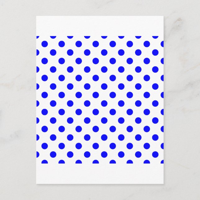 Polka Dots Large - Blue on White Postcard (Front)