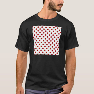 Polka Dots Large - Dark Candy Apple Red on White T-Shirt