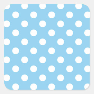 Polka Dots Large - White on Baby Blue Square Sticker