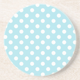 Polka Dots Large - White on Blizzard Blue Coaster