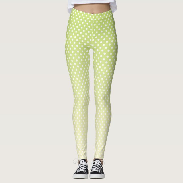 Polka Dots Lemon Green Gradient Leggings (Front)