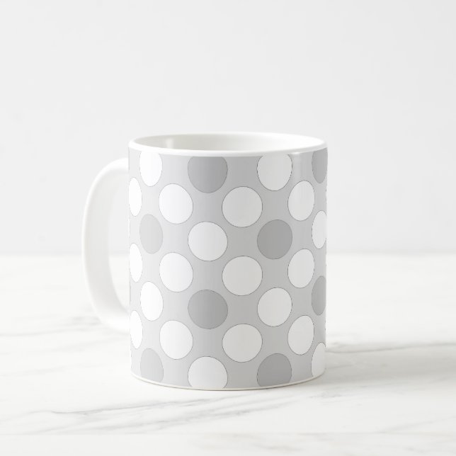 Polka dots light grey fashionable   coffee mug (Front Left)