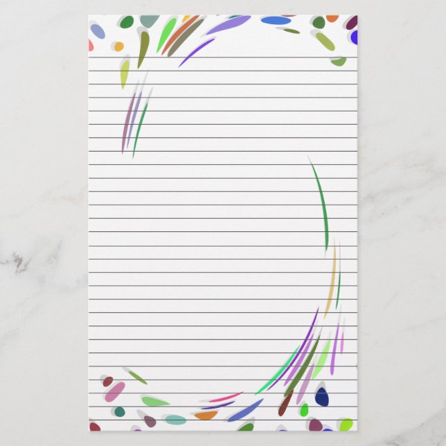 Polka Dots Lined Paper for Notes Stationery (Front)