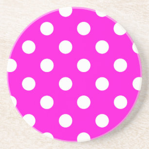 Polka dots magenta #FF00DC Coaster
