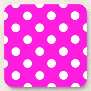 Polka dots magenta #FF00DC Coaster