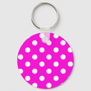 Polka dots magenta #FF00DC Key Ring