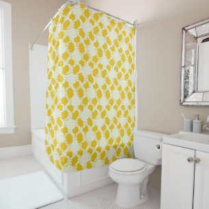Polka dots modern large yellow sun yellow awning shower curtain