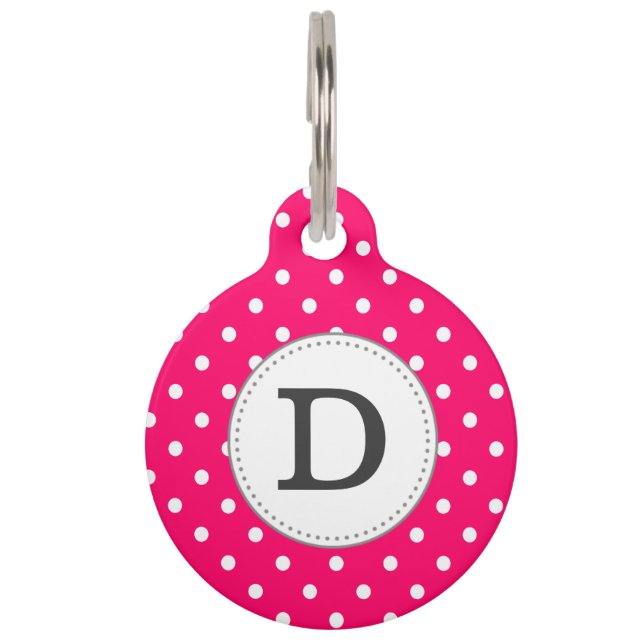 Polka Dots Monogram Pet Tag (Front)