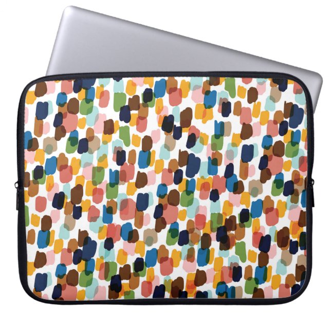 Polka Dots: Multicoloured Hand Paint. Laptop Sleeve (Front)