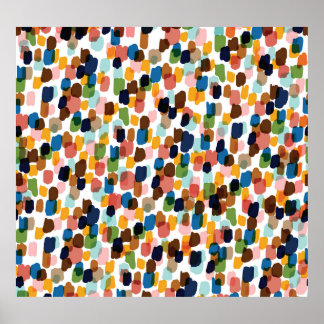 Polka Dots: Multicoloured Hand Paint. Poster