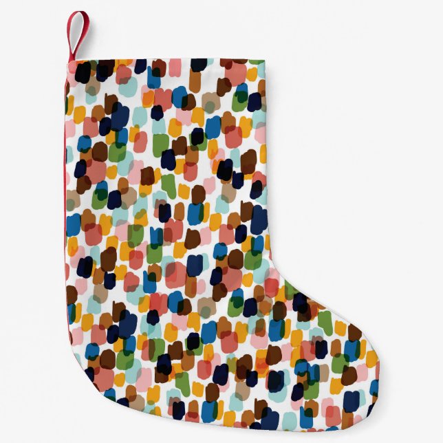 Polka Dots: Multicoloured Hand Paint. Small Christmas Stocking (Front)